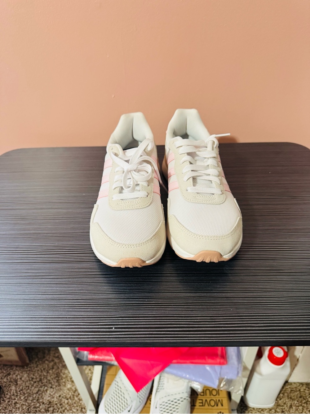 adidas Women's Sneakers White Beige Pink - Picture 1 of 5